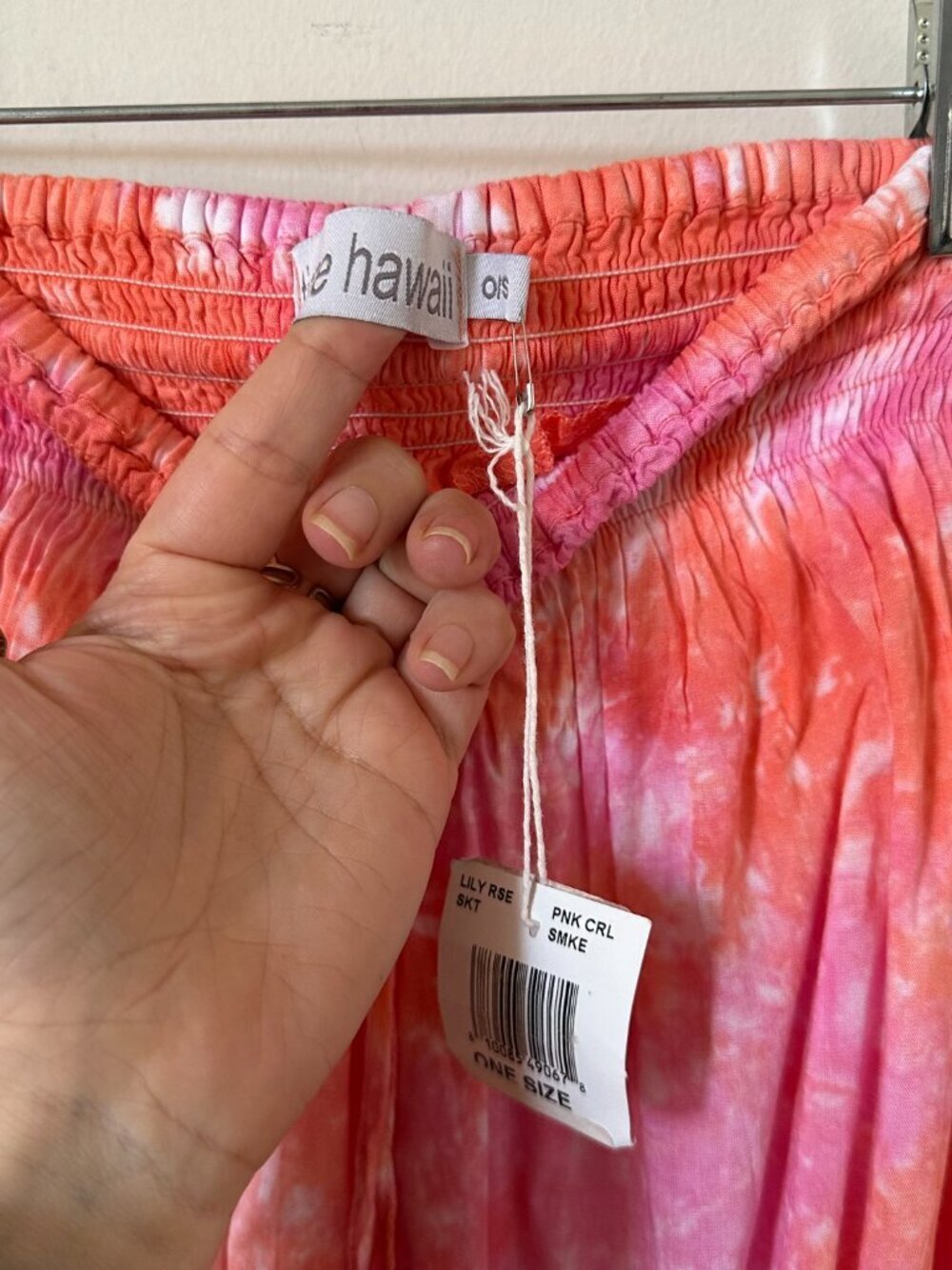 Tiare Hawaii Pink Tie Dye Two Piece Set Crop Top Skirt O/S NWT Partial Tags - Picture 10 of 11